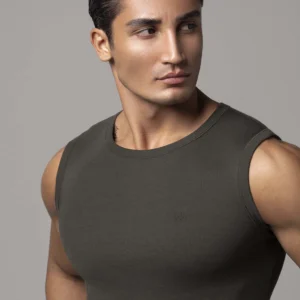 تاپ مردانه اسپرت فیت سبز تیره