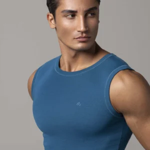 تاپ مردانه اسپرت فیت آبی کله غازی