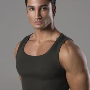 رکابی مردانه اسپرت فیت سبز تیره